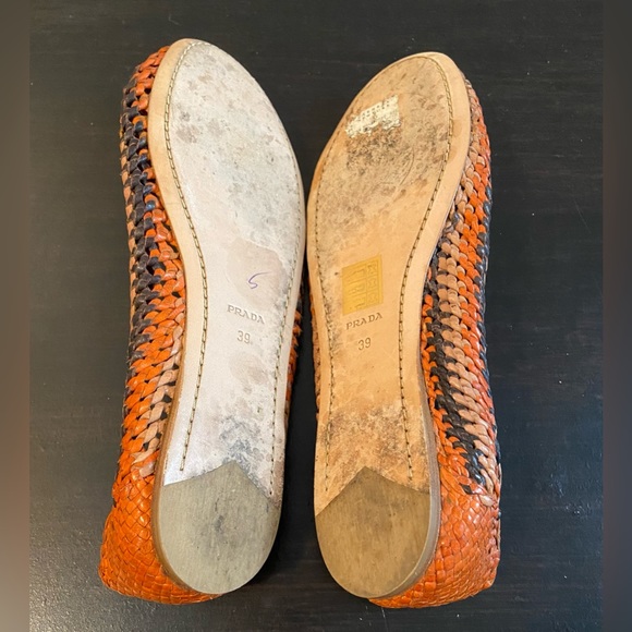 Prada Woven Leather Flats, Huarache Ballet Flats, Size 39=US9 - Picture 7 of 8